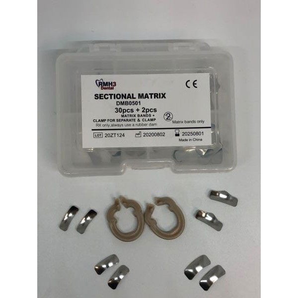 RMH3 Dental Sectional Matrix System 32pc Kit. Includes Matrix Bands and Clamp for Separating Kit