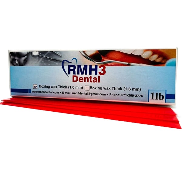 RMH3 Dental 1.0mm Boxing Wax 10"X 1" Red Strips 1