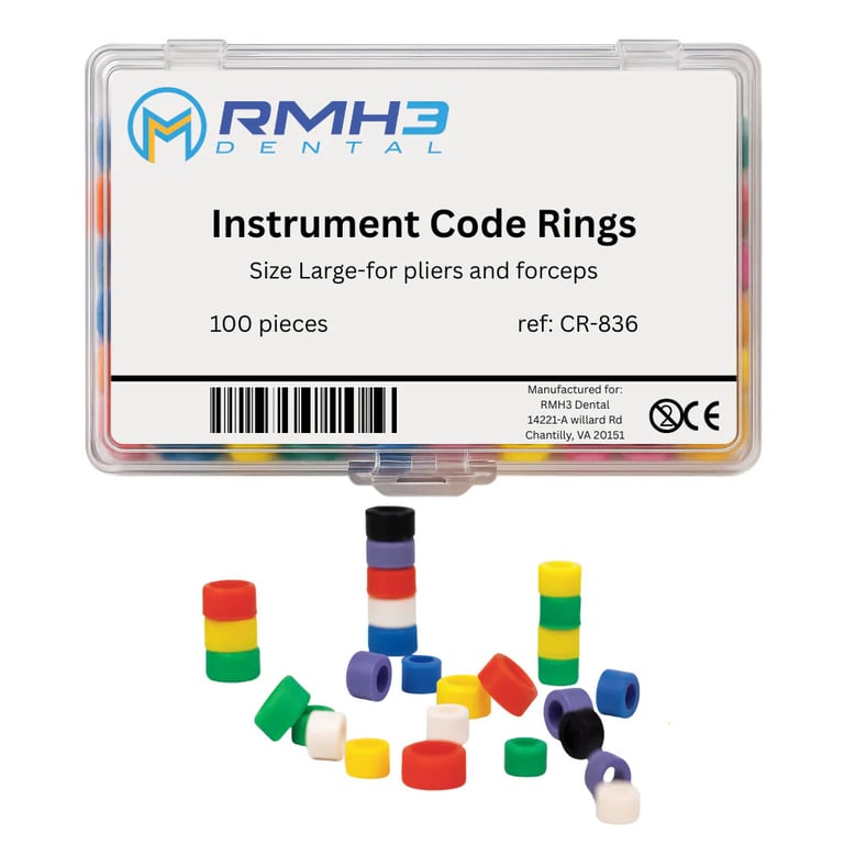 Large Color Code Instrument Rings RMH3 Dental Instrument Silicone Code Rings, Assorted Colors, Large, 100 ...