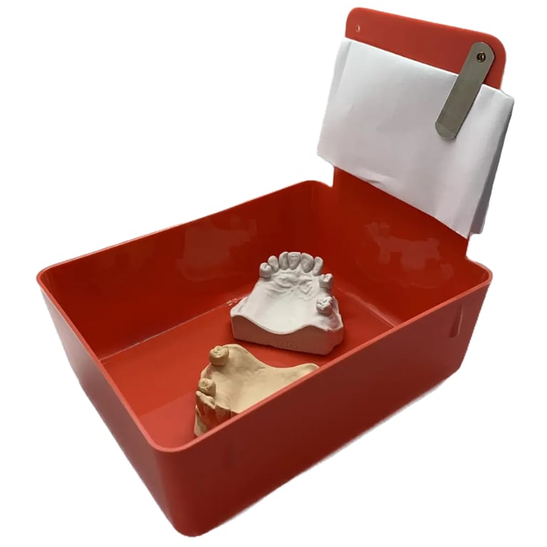 RMH3 Dental Work Pan with Clip Holder, 7" x 5" x 2-1/2", Red, 12/Box