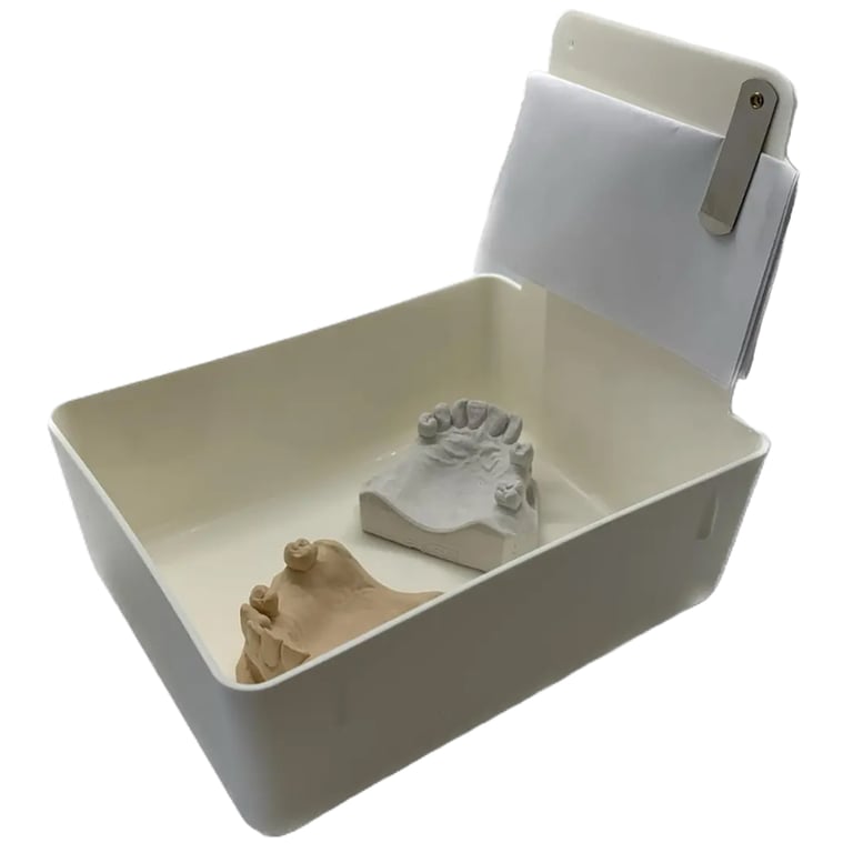 RMH3 Dental Work Pan with Clip Holder, 7" x 5" x 2-1/2", White, 12/Box