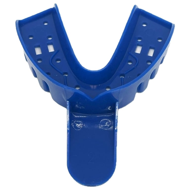 RMH3 Dental #2 Disposable Large Perforated Plastic Impression Tray, Lower Full-Arch, 12/Pk. Dark