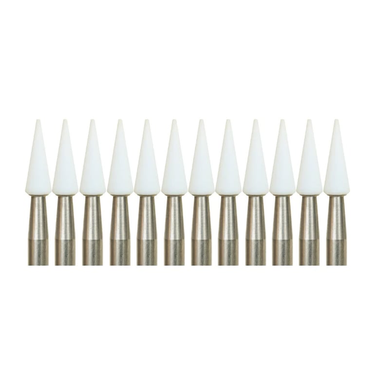 RMH3 Dental FG Aluminum Oxide White Ceramic Grinders, Pointed Cone, 12/Pk. Designedfor precise