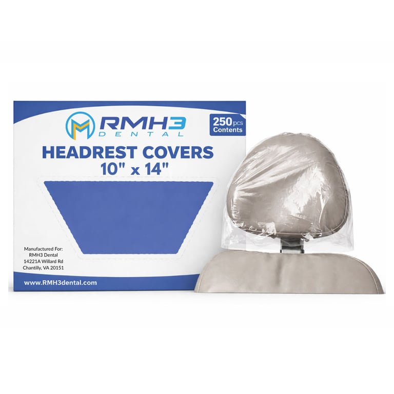 RMH3 Dental Plastic Headrest Cover, Clear Sleeves, Size 10"x14." Box of 250