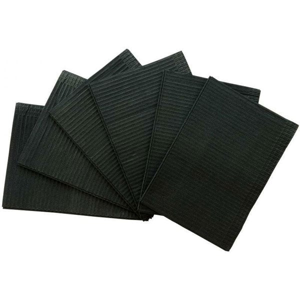 RMH3 Dental Black Patient Bibs, 2-ply tissue w/1-