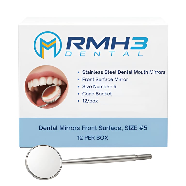 RMH3 Dental Front Surface Mouth Mirrors, Size #5, 12/Pk. Designed to deliver crystal-clear