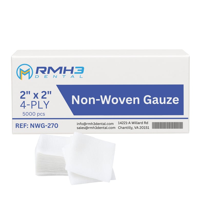 RMH3 Dental 2" x 2" 4-Ply Non-Sterile, Non-Woven Gauze Sponge, 5000/Box