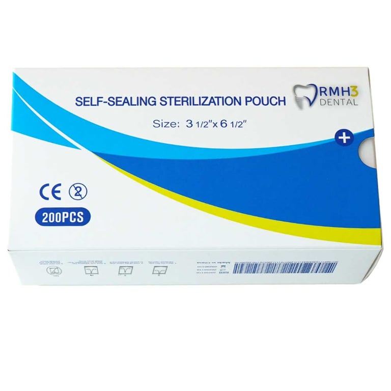 RMH3 Dental 3.5" x 6.5" Self-Sealing Sterilization Pouch, 200/Box. With internal & external