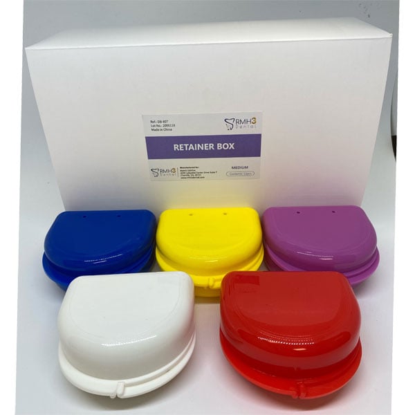 RMH3 Dental Retainer and Mouthguard Storage Case - Assorted Colors, 24/Pk. 2.5" x 2.5" x 1.5"