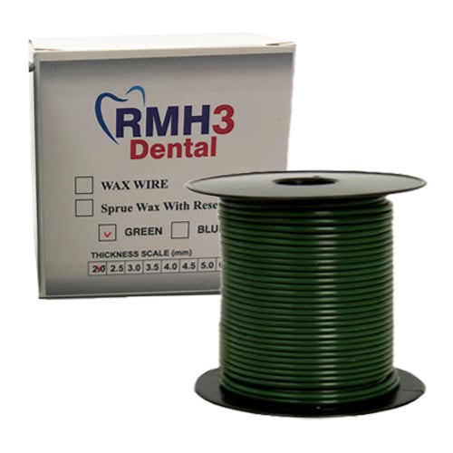 RMH3 Dental Wire Wax 250 g Roll - 2.0 mm, Green. Spruce wax with special micro-molecular wax