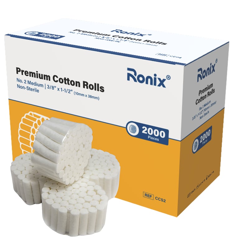 Ronix #2 Premium Cotton Rolls, 2000/Pk. Manufactured with pure cotton construction for absorbent