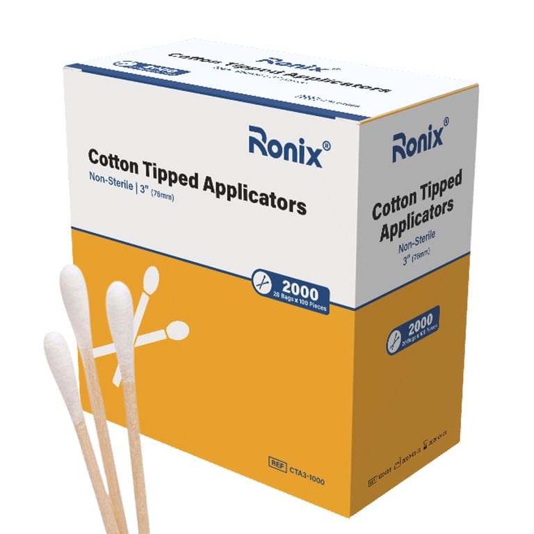 Ronix 3" Cotton Tip Applicators, 1000/Pk. Manufactured with pure cotton tips for enhance