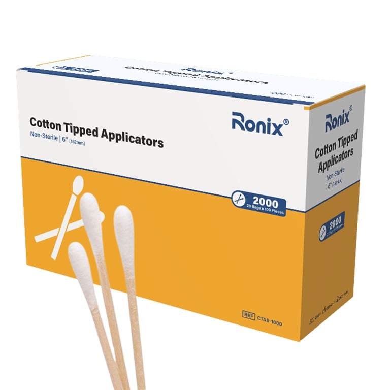 Ronix 6" Cotton Tip Applicators, 1000/Pk. Manufactured with pure cotton tip for enhance
