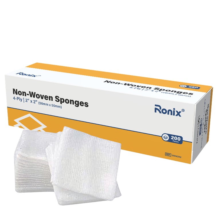 Ronix 2" x 2" Non-Woven Gauze Sponges, 5000/Pk. Manufactured with lint-free construction for fluid