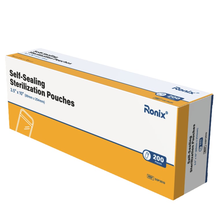 Ronix 3.5" x 10" Self-Sealing Sterilization Pouch, 200/Pk. Features built-in chemical indicator