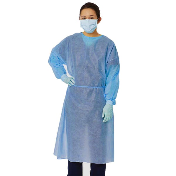 Safe-Dent Non-Woven Isolation Gown Blue with Elas