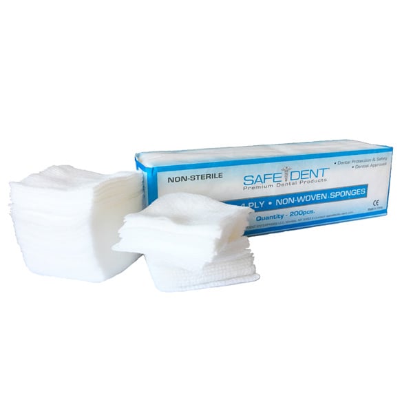 Safe-Dent Sponges 2" x 2" 4-ply Non-Woven Non-Sterile, 5000/Case. Rayon/polyester blend