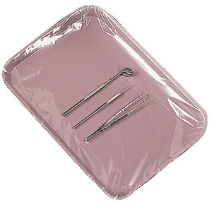Safe-Dent Tray Sleeves 10.5" x 14" 500/Pk. Clear Plastic, Disposable. Sleeves have a 2"