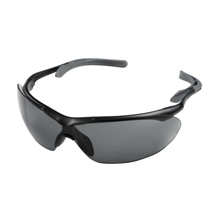 Flight Safety Glasses, Black Frame, Gray Temple Tips, Gray Lens, 1/Pk. Features cushioned temple