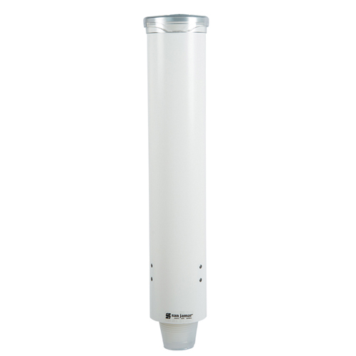 San Jamar Plastic Cup Dispenser - Opaque White. Holds 100 3 to 5 oz. flat bottom cups or 3