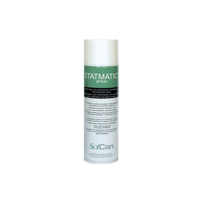 Statmatic Cleaning & Lubricating Spray, 500 mL Can, 1/Pk. For handpiece maintenance. Fitted