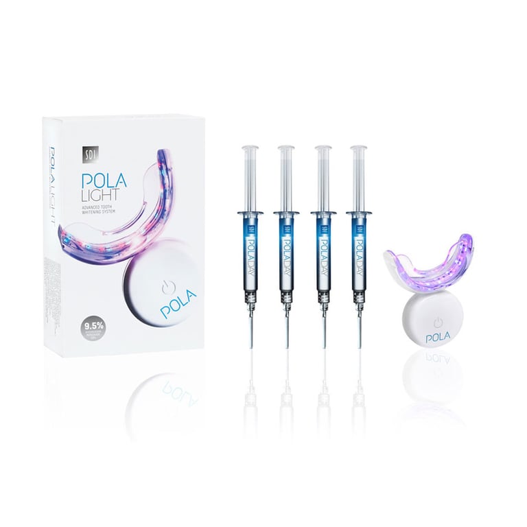 Pola Light 9.5% Hydrogen Peroxide (Day), Tooth Whitening System. Contains: 1 x LED mouthpiece, 4 x