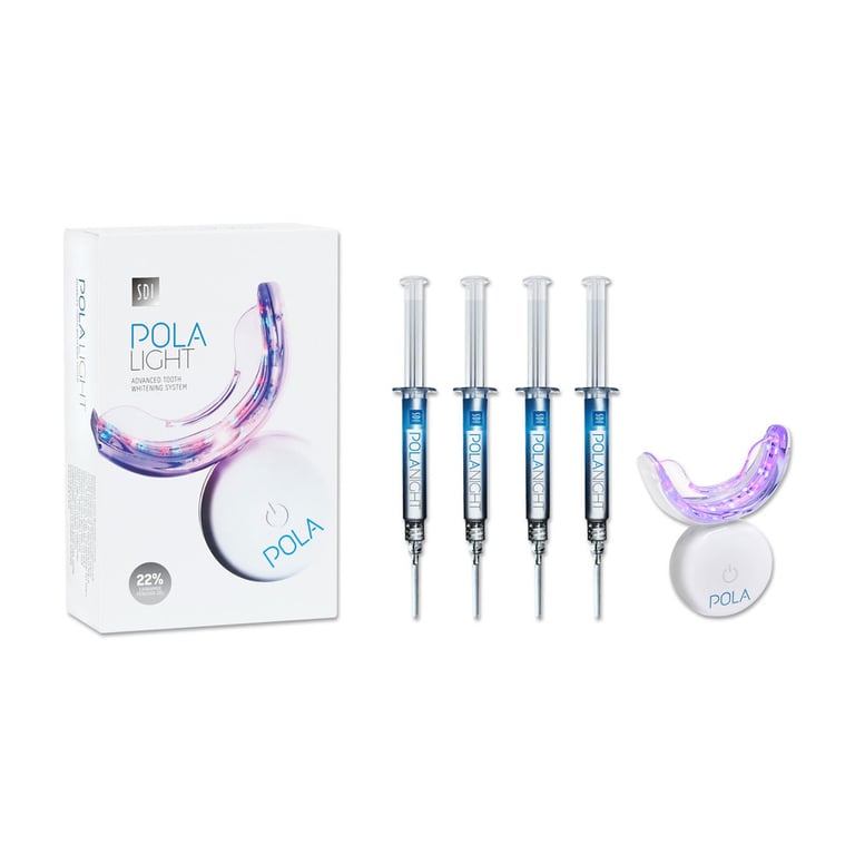Pola Light 22% Carbamide Peroxide (Night), Tooth Whitening System. Contains: 1 x LED mouthpiece, 4