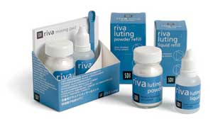 Riva Luting Powder / Liquid Kit - Glass Ionomer Cement: 1 - 35 Gm. Powder, 1 - 25 Gm. Liquid, 1