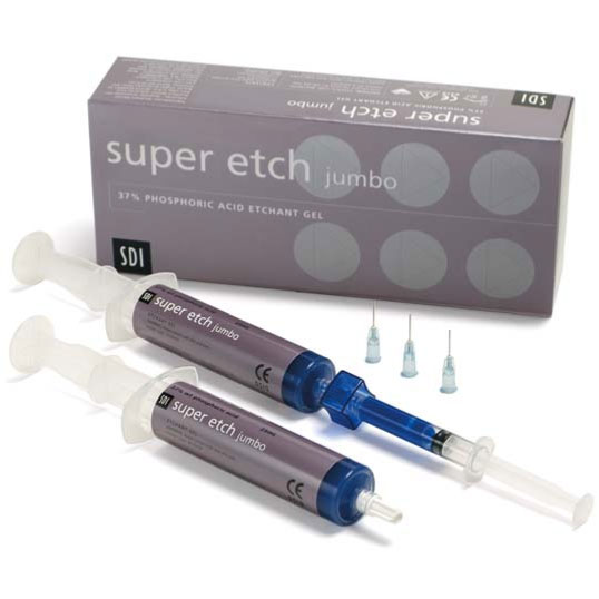 Super Etch Jumbo 37% Phosphoric Acid Etch Gel, Blue tint: 2 - 25 mL Syringes, 1 Syringe Connector