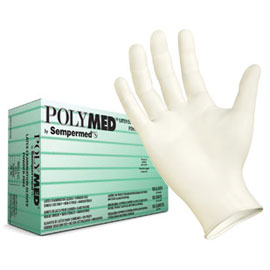 Polymed Latex Gloves - SMALL 100/Bx. Powder-Free, Micro-rough Textured surface. Special