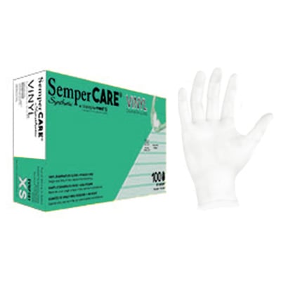 Sempermed SemperCare Synthetic Vinyl Exam Gloves SMALL Powder Free 100/Bx. Ambidextrous gloves are