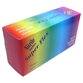 Super Flex Nitrile Exam Gloves: LARGE 100/Bx. Powder-Free, Textured, Blue. Extra strong, puncture