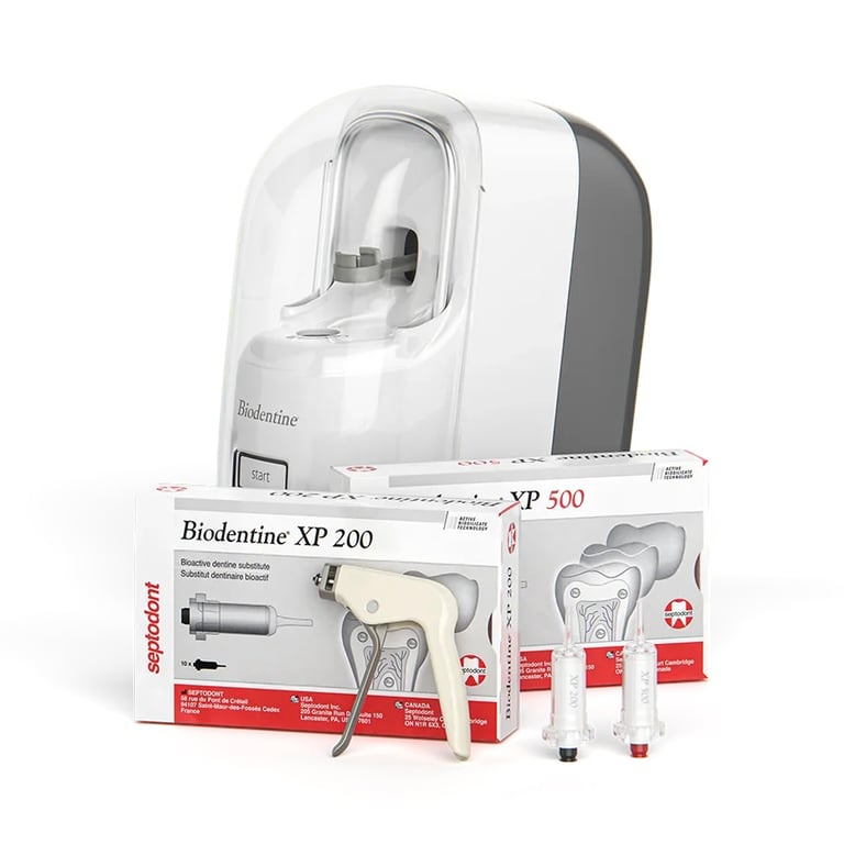 Biodentine XP Bioceramic Base / Liner Assortment Starter Pack. Kit includes: 1 box of 10 XP 200