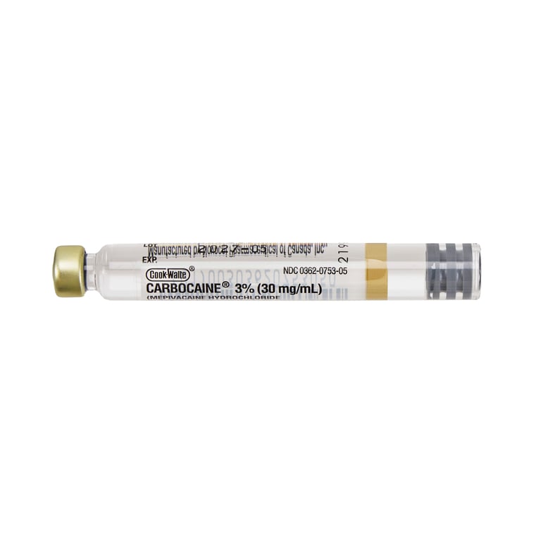 Cook-Waite Carbocaine 3% (Mepivacaine HCL 3%) Local Anesthetic without Vasoconstrictor, Box of 50