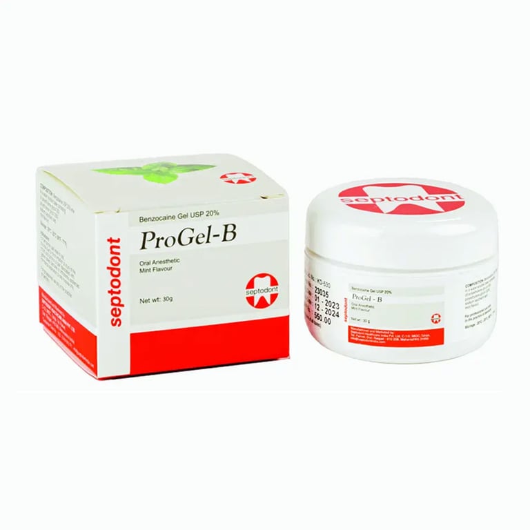 ProGel-B EXPORT PACKAGE Benzocaine USP 20% Topical Anesthetic Gel, Mint, 30g Jar, Single Jar