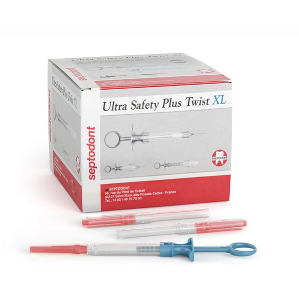 Ultra Safety Plus Twist XL Sterile Needles, 25G Long (Red), 100/Box. Includes 1 reusable syringe