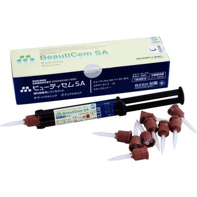 BeautiCem SA Resin Cement - CLEAR, 5 ml Auto-Mix Syringe of Paste, 10 Mixer Tips & Step Card