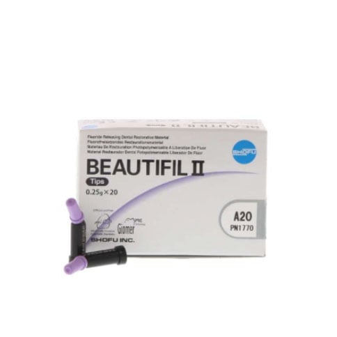 Beautifil II A2O Compules, 20 - 0.25 Gm. Compule Tips. Nano-Hybrid Composite with Fluoride Release