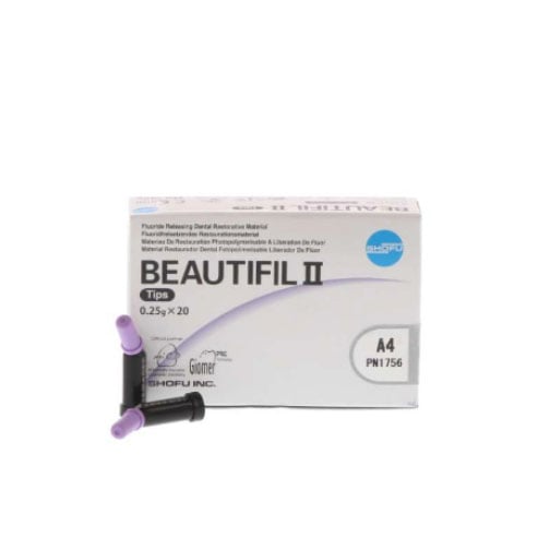 Beautifil II A4 Compules, 20 - 0.25 Gm. Compule Tips. Nano-Hybrid Composite with Fluoride Release
