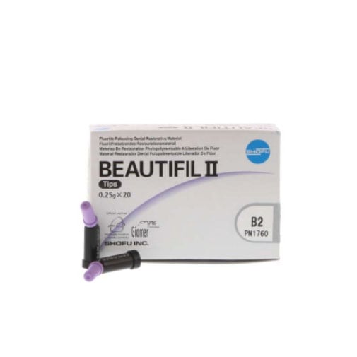 Beautifil II B2 Compules, 20 - 0.25 Gm. Compule Tips. Nano-Hybrid Composite with Fluoride Release