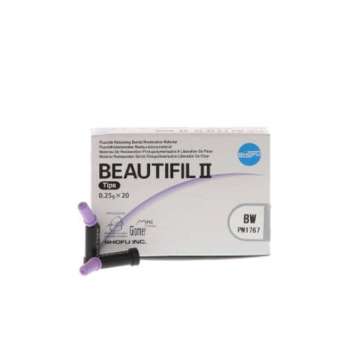 Beautifil II BLEACH WHITE Compules, 20 - 0.25 Gm. Compule Tips. Nano-Hybrid Composite