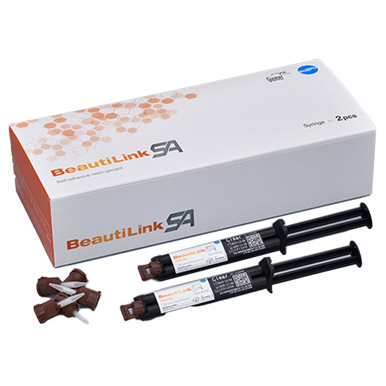 BeautiLink SA Dual-cure Automix Resin Cement, 5 mL Syringe, Ivory, 2/Pk. Includes 20 mixing tips