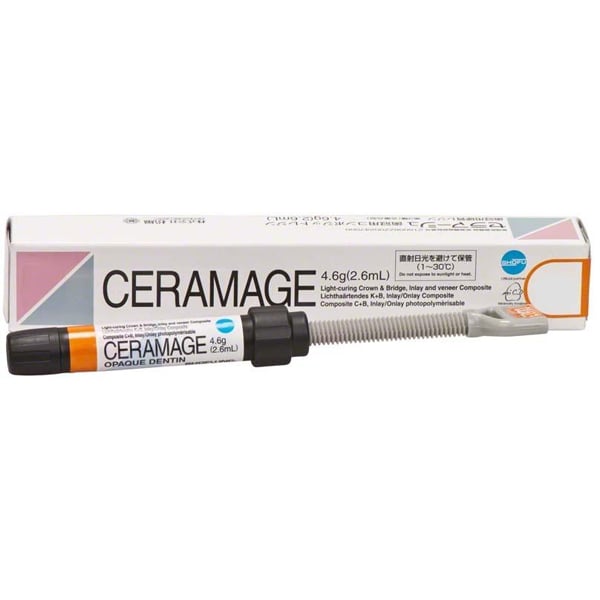 Ceramage Opacious Dentin A1 - 1x 2.6ml (4.6g) Syringe. Light-curing microhybrid composite with 73