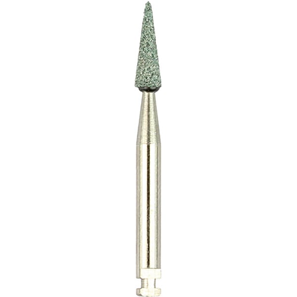 Dura-Green CN1 pointed cone CA (contra angle), 12/pk, silicon carbide finishing stones