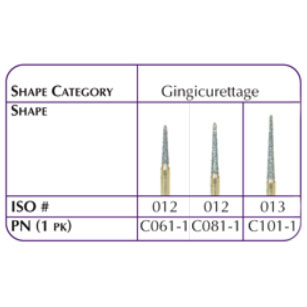 Gingicurettage diamonds C081-1, ISO 012. Pack of 