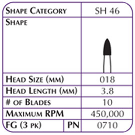 Robot FG #7106 10 Blade Carbide Finishing Burs 3/Pk. High quality tungsten carbide finishing head