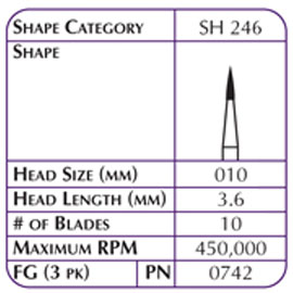 Robot FG #7902 10 Blade Carbide Finishing Burs 3/Pk. High quality tungsten carbide finishing head