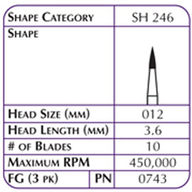 Robot FG #7903 10 Blade Carbide Finishing Burs 3/Pk. High quality tungsten carbide finishing head