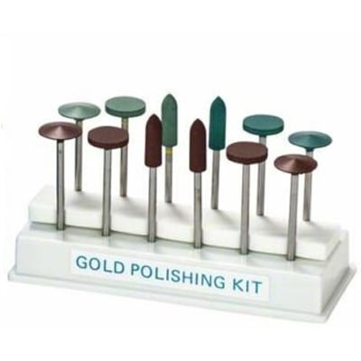 Shofu Dental Gold Polishing Kit - HP shank. 12 Stones/Pk: 6 Brownie: (2 each KN7, PC2, WH6), 3