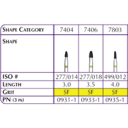 T&F Hybrid FG #7803 T&F Diamond Bur 6/Pk. Super F